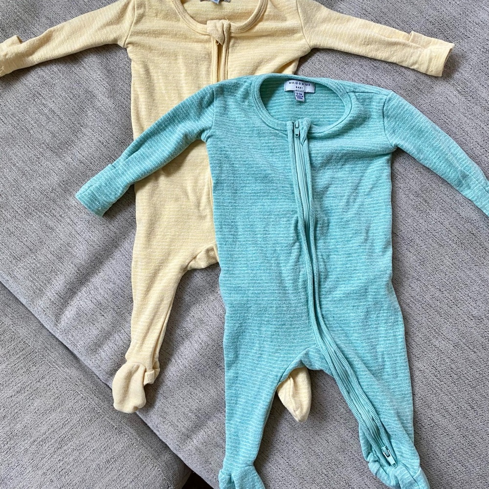 Baby sawyer stripe footie pajama set